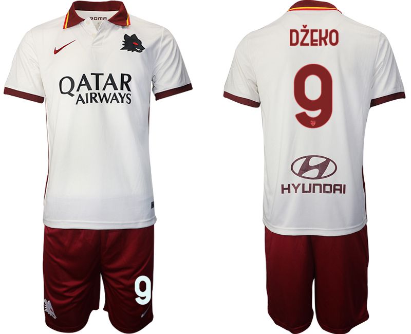 Men 2020-2021 Club Rome away white #9 Nike Soccer Jersey->boca juniors->Soccer Club Jersey